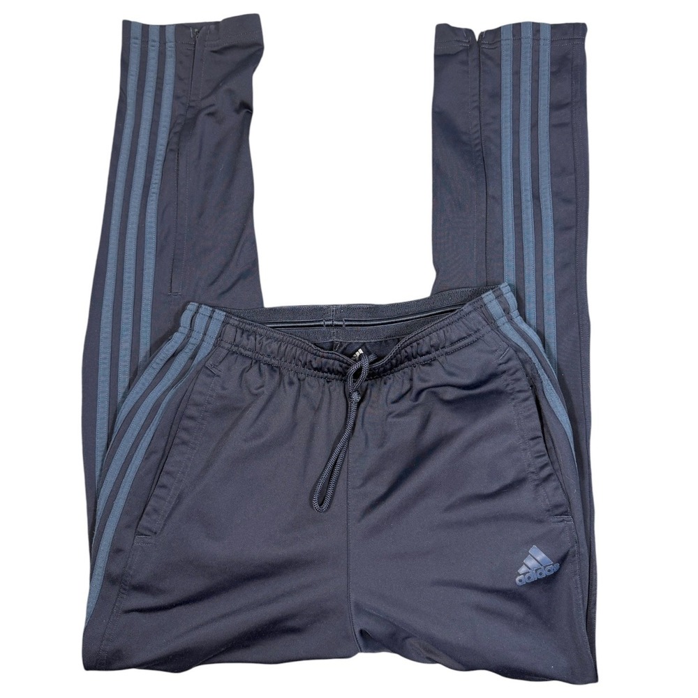 Adidas Track Pants Mens Medium Navy Blue Primegreen 3-Stripe Ankle Zip Joggers - Picture 9 of 12